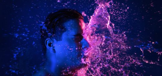 water splashing person's face